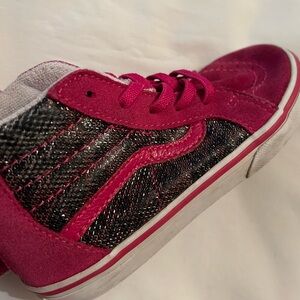 Girls Vans magenta sparkle high top